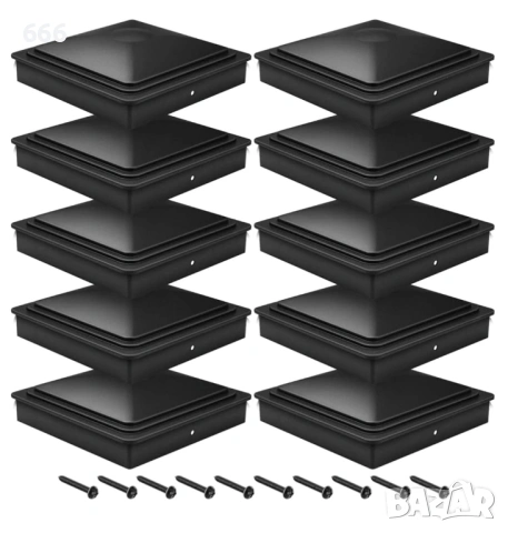 10 бр. Капачки за оградни стълбове, 10 x 10 см