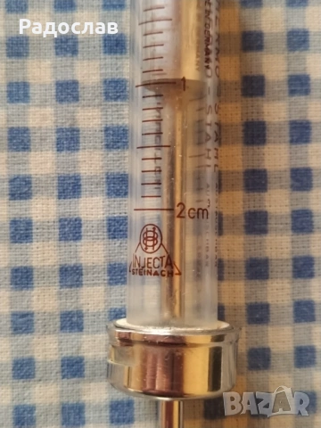 стара стъклена спринцовка , снимка 3 - Медицински консумативи - 54213329