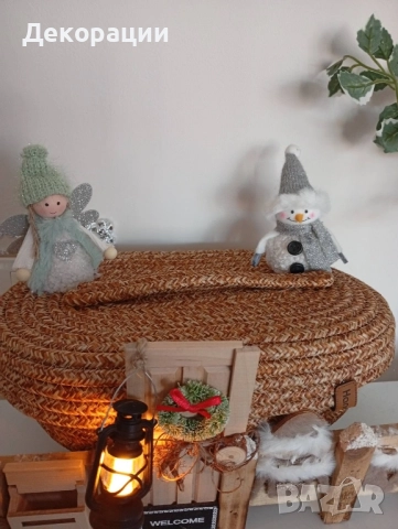 светещ коледен панер от юта, снимка 3 - Декорация за дома - 52415952