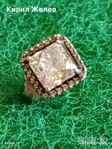 Сребърна обеца с инкрустиран брилянт елегантен дизайн 34403, снимка 2 - Обеци - 52718340