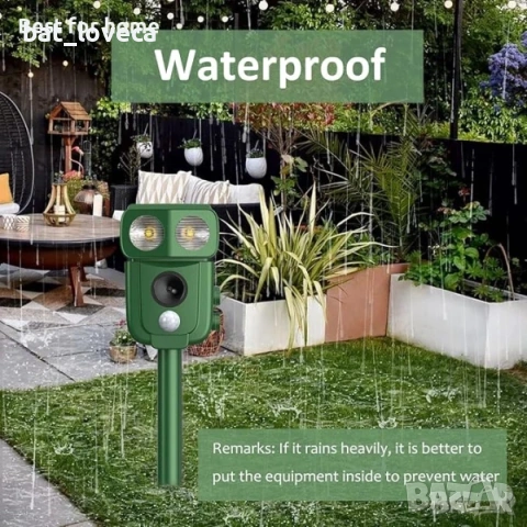 Соларен ултразвуков репелент, водоустойчив срещу диви животни, снимка 2 - Оранжерии - 53666214