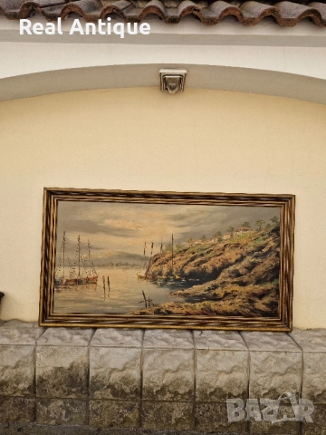 Страхотна антикварна майсторска авторска картина масло върху платно 