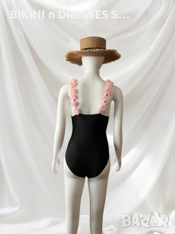 Черен цял бански с цветя, снимка 2 - Бански костюми - 52379626