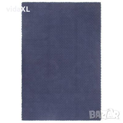 vidaXL Килим правоъгълен нейви син 120x180 см памук（SKU:345126, снимка 1 - Килими - 46335624