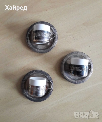 Стар Посребрен сервиз за кафе, снимка 2 - Антикварни и старинни предмети - 54254141