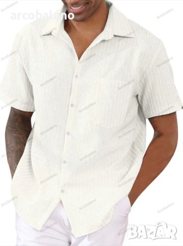 Нова мъжка раирана риза с къс ръкав, 7цвята , снимка 4 - Ризи - 46448084