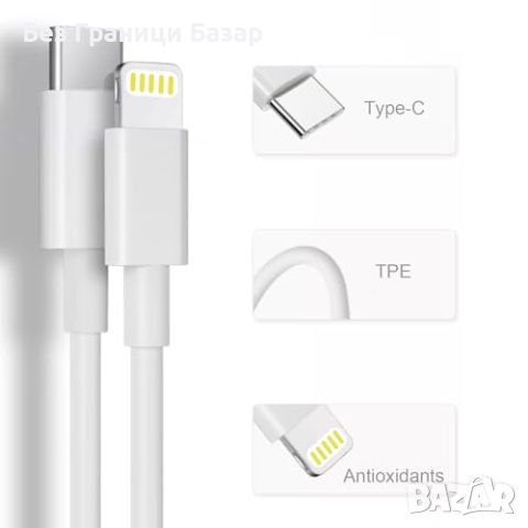 Нови 20W PD Бързо Зареждащ Кабел USB C до iPhone - 2 броя, 2 метра за Айфон, снимка 3 - Аксесоари за Apple - 46612910