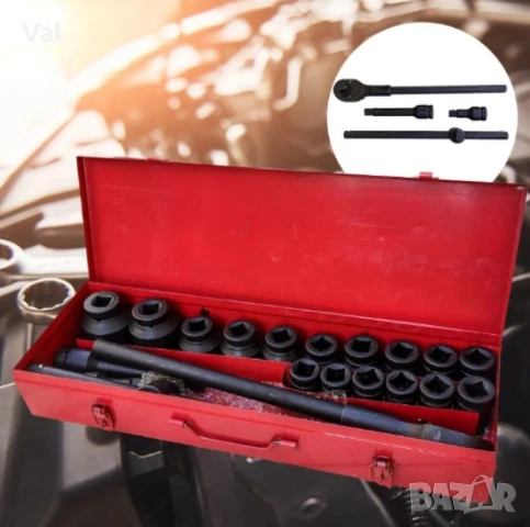 Комплект ударни вложки 3/4 с тресчотка - гедоре, снимка 5 - Гедорета - 53715749