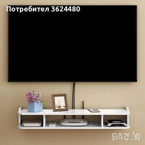 Стенен ТВ рафт с отделения за приемник 000007, снимка 3 - Шкафове - 53576820