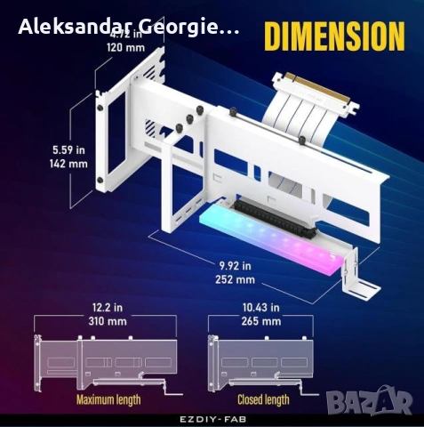 Вертикален монтаж за видеокарта EZ DIY, снимка 8 - Видеокарти - 53656228