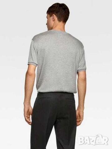 Мъжка тениска Zara, 100% лиосел, Сива, XL, снимка 2 - Тениски - 45524752