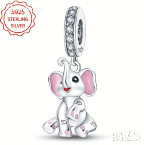 Сребърен талисман за Пандора Слонче 🐘, снимка 2 - Гривни - 51059883