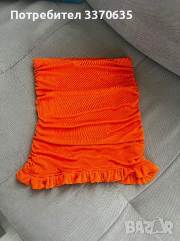Дамска оранжева пола, размер S, снимка 3 - Поли - 46317549