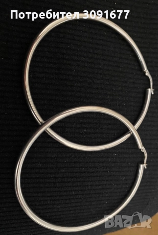 Златни големи обеци халки 14к,бяло злато, снимка 2 - Обеци - 52411706