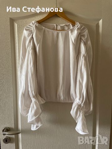 🤩 Нова разкошна сатен елегантна бяла блуза топ буфан ръкав барок бароков стил. , снимка 3 - Корсети, бюстиета, топове - 45299399