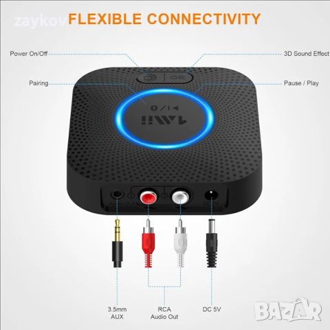 1Mii B06 Plus Bluetooth приемник, HIFI безжичен аудио адаптер, Bluetooth 5.0, снимка 5 - Други - 46351344