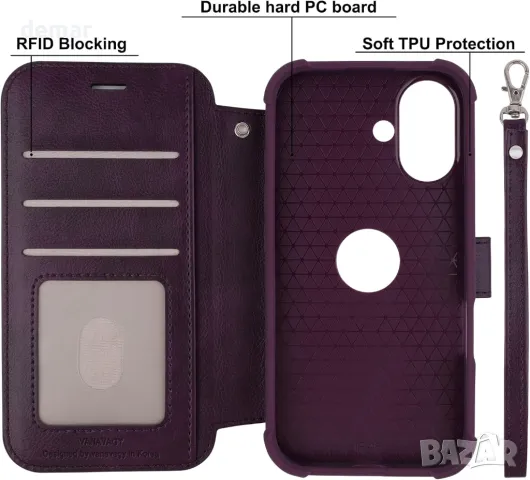 VANAVAGY Калъф за iPhone 16 Plus, Magsafe съвместим, RFID блокиране, снимка 3 - Калъфи, кейсове - 49821678