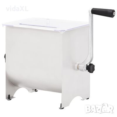 vidaXL Ръчен миксер за месо с капак сребрист неръждаема стомана(SKU:50959