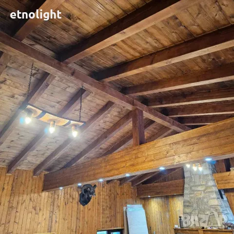 Полилеи от автентични реставрирани дъбови бъчви с ръчно изработени дървени чашки , снимка 5 - Полилеи - 49844600