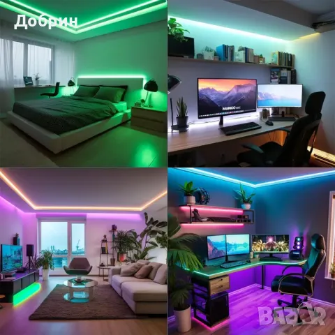 10м. RGB ЛЕД/LED Лента с USB Захранване и Дистанционно, снимка 4 - Лед осветление - 46631085