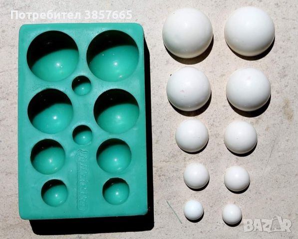 Силиконов молд кръг топчета полусфери различни големини гипс гипсофи отливки фондан сапун, снимка 1