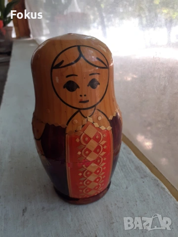 Стара руска кукла матрьошка с интарзия 7 броя, снимка 3 - Антикварни и старинни предмети - 53423151