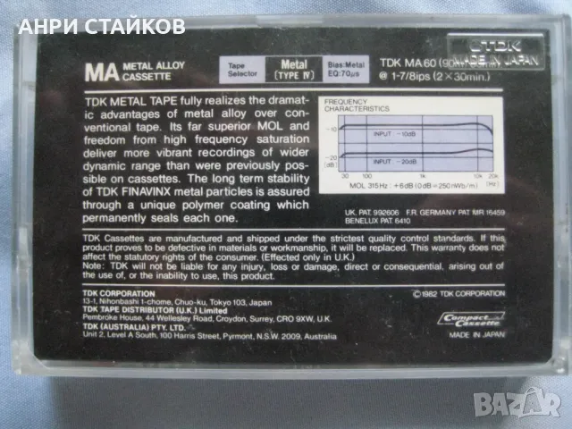 Продавам аудио касетка TDK metal bias MA60 Made in JAPAN, снимка 2 - Аудио касети - 49508007