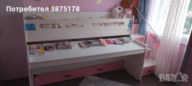 Многофункционално двуетажно детско легло с бюро и трето легло тип "сандвич"., снимка 5 - Спални и легла - 54014891