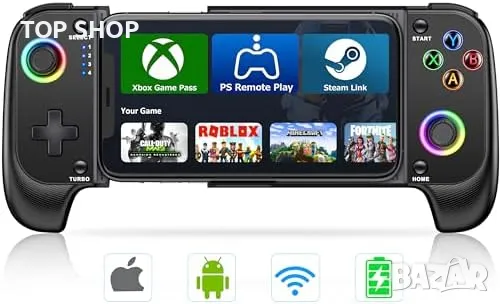 Нов Безжичен Контролер за Мобилни Игри с Turbo и Вибрация, Съвместим с iOS/Android
