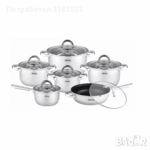 Комплект тенджери Rosberg, Неръждаема стомана, 6 части, Индукция, снимка 2 - Прибори за хранене, готвене и сервиране - 51433707
