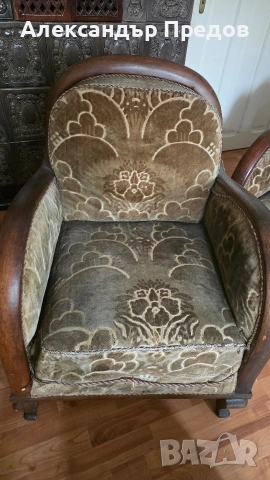 Старинен диван с фотьойли, снимка 4 - Антикварни и старинни предмети - 54271216