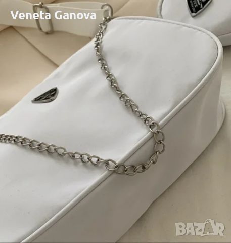 Текстилна непромокаема чантичка с портмоне в бяло или лилаво, снимка 5 - Чанти - 45483570