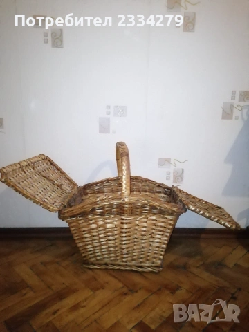 Плетена кошница за пикник, стара ръчна изработка-изплетена. , снимка 6 - Антикварни и старинни предмети - 53213476