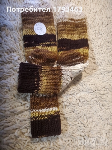 Ръчно плетени мъжки чорапи размер 43, снимка 3 - Мъжки чорапи - 49818302