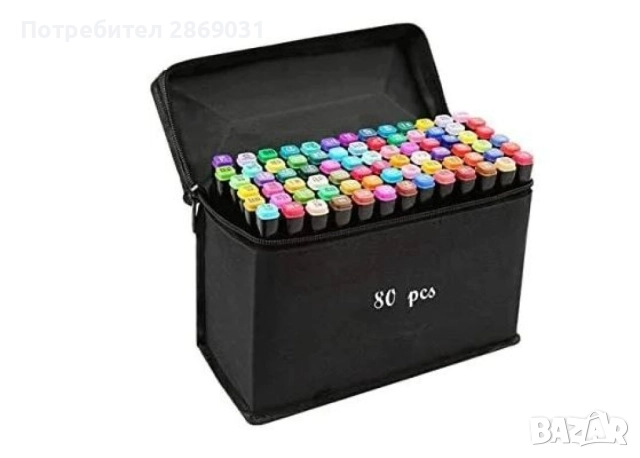 Комплект двустранни маркери с алкохолна основа + калъф за съхранение