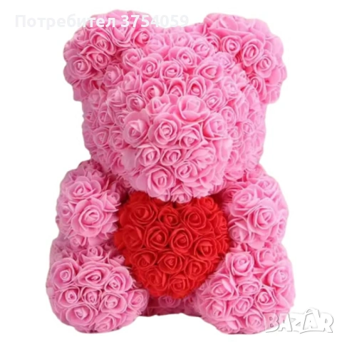 Мече от рози, 25см с подаръчна кутия в 3 цвята, снимка 4 - Романтични подаръци - 53076861