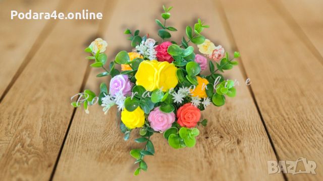 Букет от ароматни сапунени цветя в метална кофичка 💐 Подходящ подарък за всеки повод, снимка 6 - Декорация за дома - 45658084