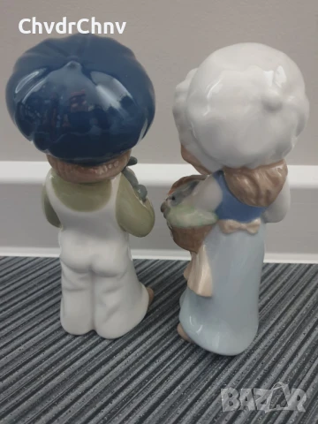 Lladro CASADES статуетки 18см/2бр чифт/ЛАДРО КАСАДЕС испанска порцеланова фигура/деца с шапки, снимка 4 - Статуетки - 51160979