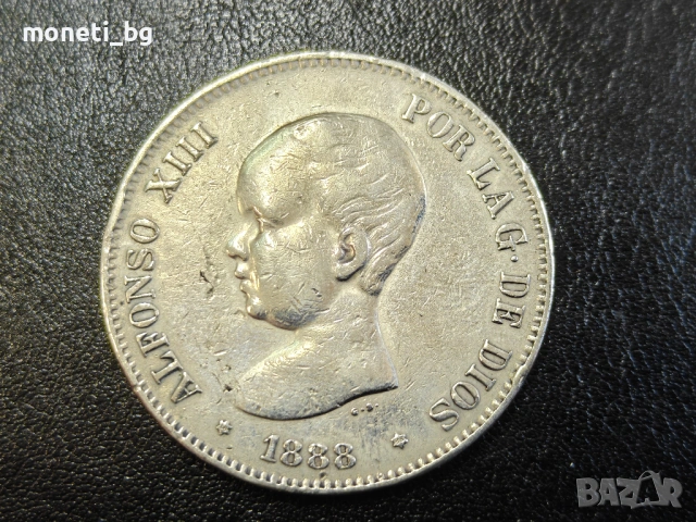 СРЕБРО Испания 5 песети 1888