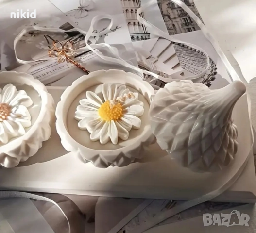 3D кутия с конусовиден капак 2 части силиконов молд форма за направа на кристална бижута смола свещ, снимка 2 - Форми - 42898172