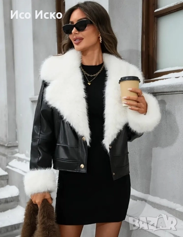 Дамско зимно кожено яке, снимка 3 - Якета - 52958363