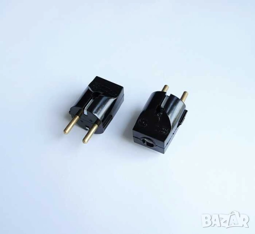 Щепсел за контакт шуко, 220V, 16A, Произведен в България, Черен