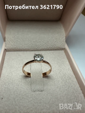 Здатен пръстен 14К с диамант 0,51 ct  сертификат, снимка 10 - Пръстени - 50443458
