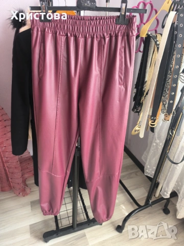 Нов кожен панталон в цвят бордо - 13Е