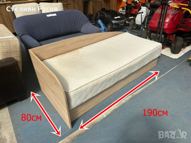 2607  единично  легло 190/80см с матрак цена 170 лв         юл -цвят дъб сонома  - с еднолицев матра, снимка 1