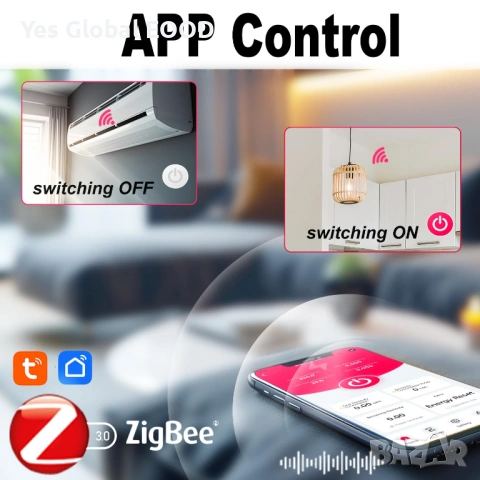 TONGOU ZigBee смарт прекъсвач DIN 1–50A с LCD и защита, снимка 5 - Друга електроника - 53371166