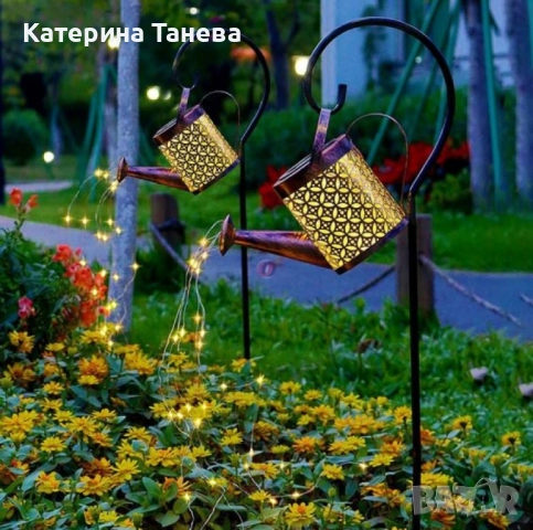 Декоративна соларна лампа със светлинни спринклери – ефект „водопад“, 60 LED, топла бяла светлина, снимка 6 - Градински мебели, декорация  - 51539682