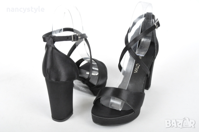 СЕЗОН'24! Елегантни дамски сандали с облечен ток - Сатен, снимка 3 - Сандали - 44938598