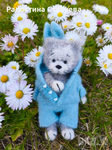 МАЛКО ПУХКАВО ПЛЕТЕНО КОТЕ - АЛПАКА, КОПРИНА, снимка 3 - Плюшени играчки - 53872625