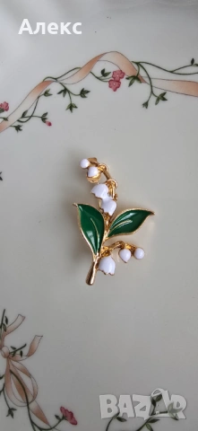 Изящна брошка с емайл–момина сълза., снимка 3 - Други - 53699462